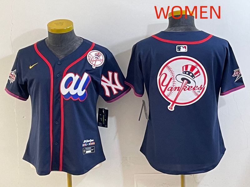 Women 2025 New York Yankees Blank Drak Blue All star Nike MLB Jersey style 017->women mlb jersey->Women Jersey